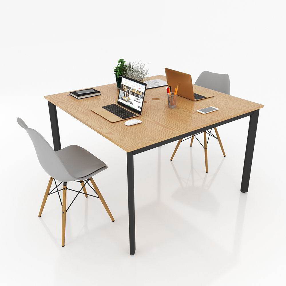 BVP007 - Bàn cụm văn phòng 1200x1200mm chân sắt Oval lắp ráp ngàm