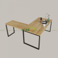 bàn làm việc gỗ cao su góc chữ L
