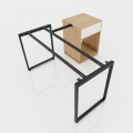 GDCN013 - Chân bàn giám đốc gắn tủ 1400x600mm sắt 20x40 lắp ráp ngàm