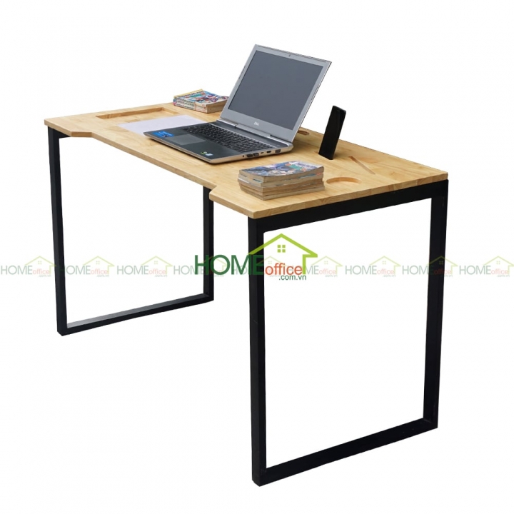 bàn làm việc gỗ cao su chân sắt