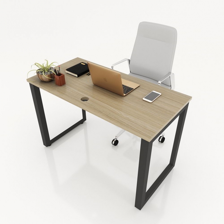 BNV013 - Bàn nhân viên 1200x600 gỗ MFC chân sắt tam giác quỳ lắp ráp ngàm