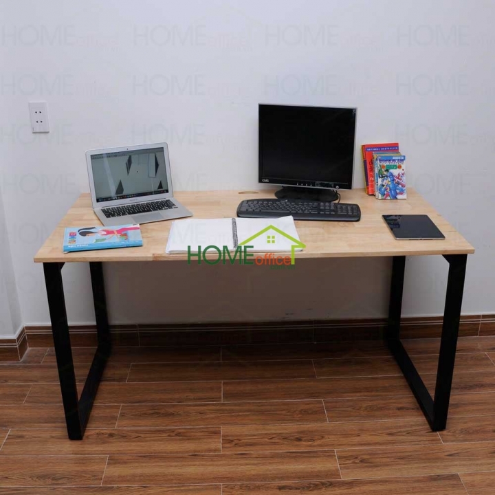 BNVCN78004- Bàn 1.4mx70cm gỗ cao su chân sắt 25x50 lắp ráp