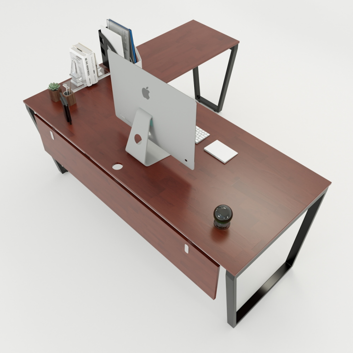 Chân bàn chữ L 160x180 hệ Trapez Concept lắp ráp - HCTC011