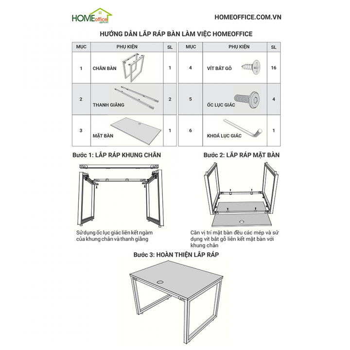 Chân bàn sắt 160x80cm hệ Aton Concept lắp ráp - HCAT008