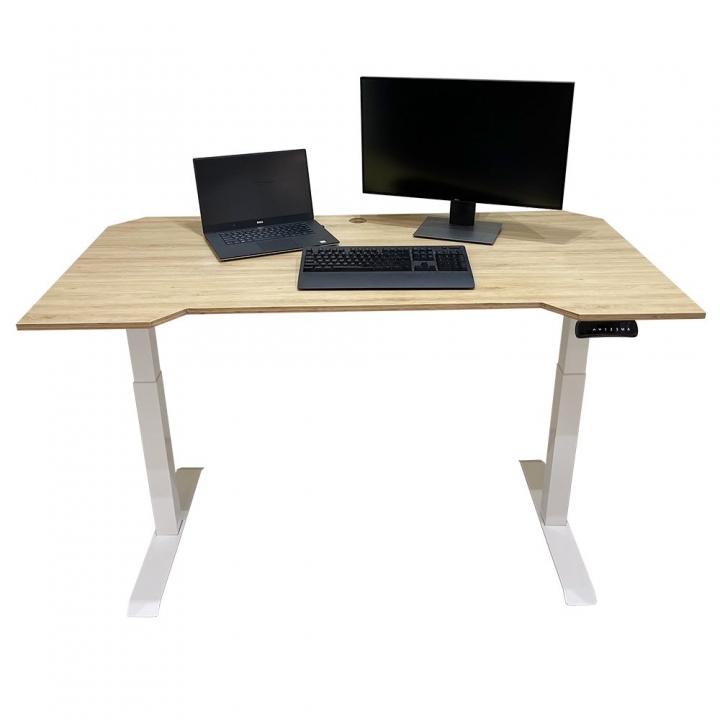 Bàn nâng hạ FlexiDesk gỗ Plywood vân sồi 2 khớp chỉnh điện FLD004