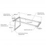 Chân bàn gác tủ 140x70 hệ Trapeze II Concept lắp ráp - HCTH023